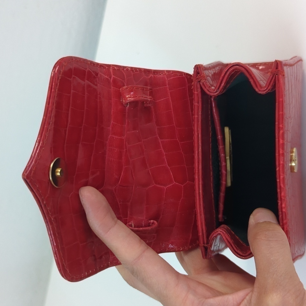 Vintage Vicenza Moon Face Mini Purse Crossbody Red leather retro astrology - Picture 10 of 14